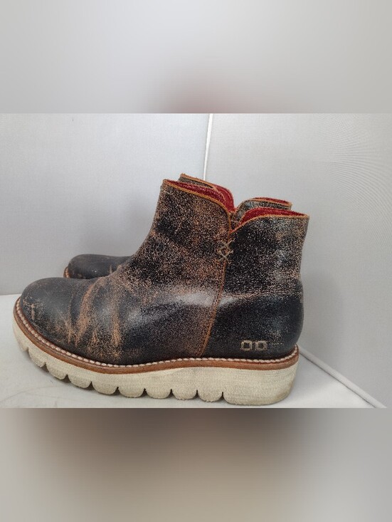 Bed Stu Shoes - Bed Stu Women's Lydyi 8 Brown Leather Side Zip Ankle Boots Booties Platform A23